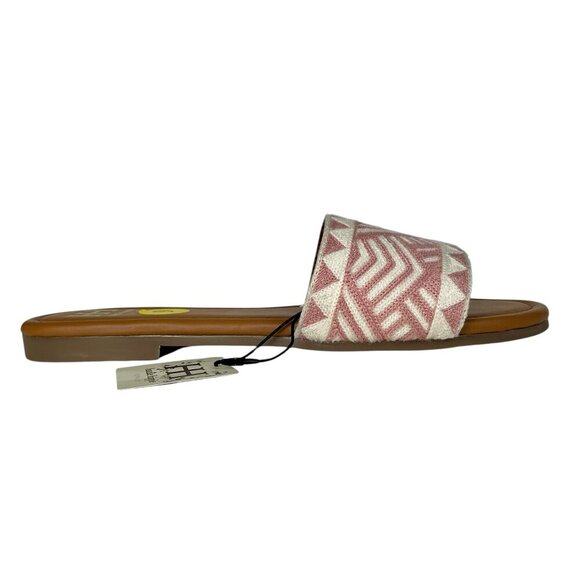 Haute Hippe Baby Pink Tapestry Slide Sandals Boho Ivory Aztec Tribal Size 9 NWT - Picture 8 of 8